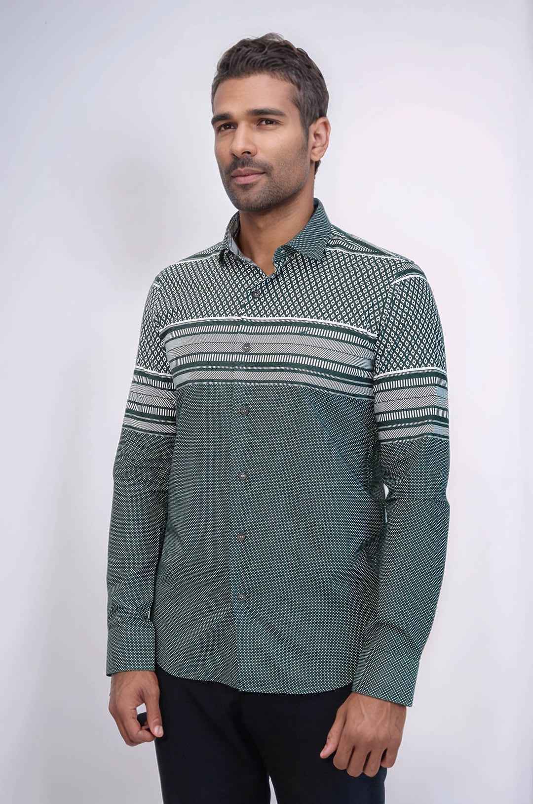 WSS Green Diamond Patterned Shirt  - Makiivka
