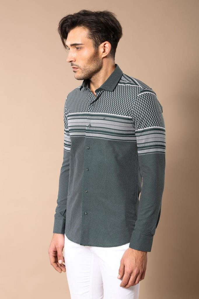 WSS Green Diamond Patterned Shirt  - Oak Park
