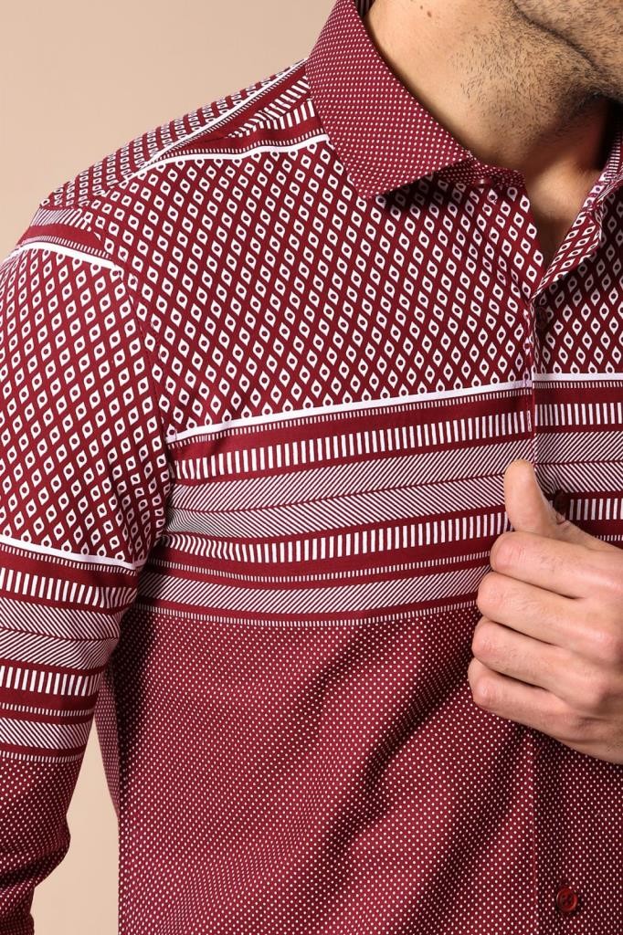 WSS Burgundy Diamond Patterned Shirt  - Campbell River
