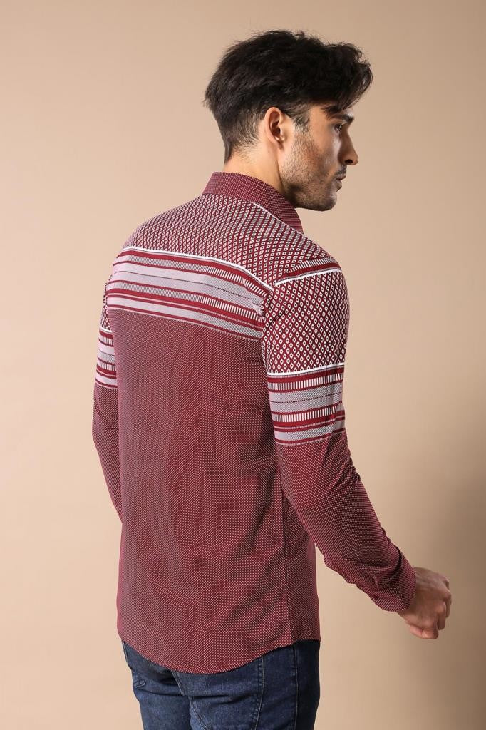 WSS Burgundy Diamond Patterned Shirt  - Campbell River
