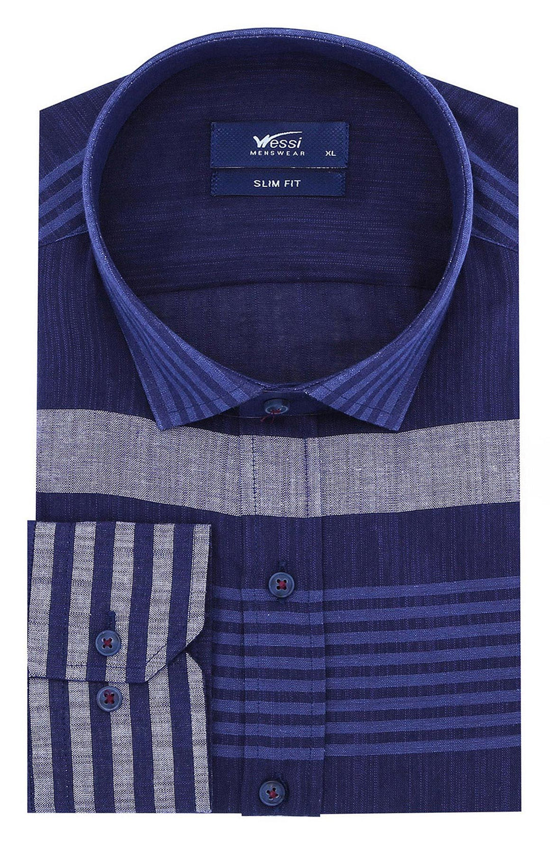 WSS Navy Blue Striped Patterned Shirt  - Kearny