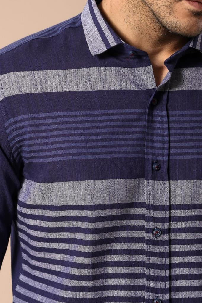 WSS Navy Blue Striped Patterned Shirt  - Kearny