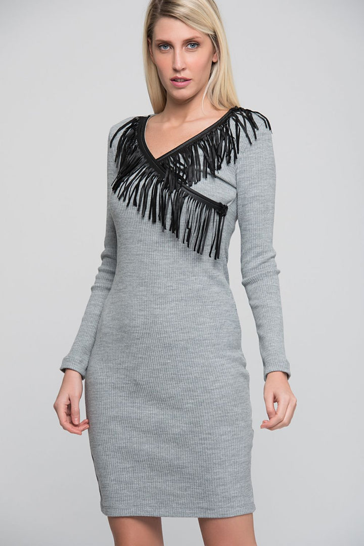 SNS Gray Leather Tassel Dress - Jūrmala