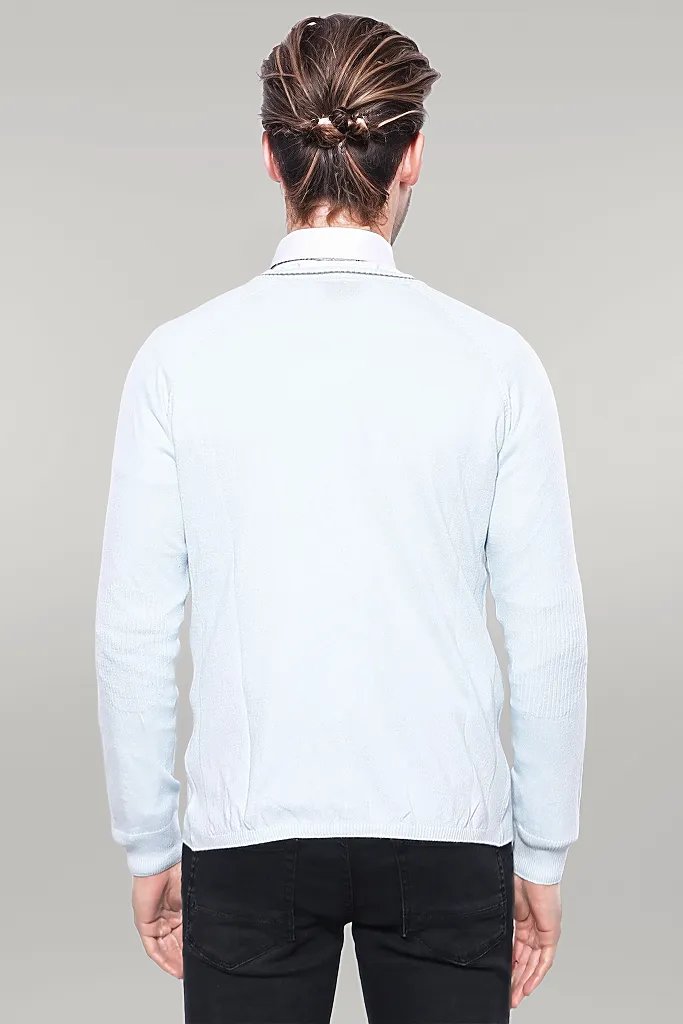 WSS Blue Cotton Men Knitwear  - Singen