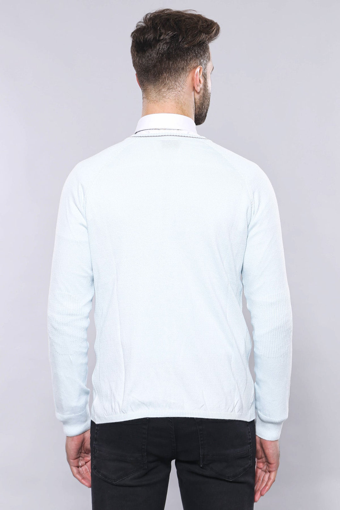 WSS Blue Cotton Men Knitwear  - Râmnicu Vâlcea
