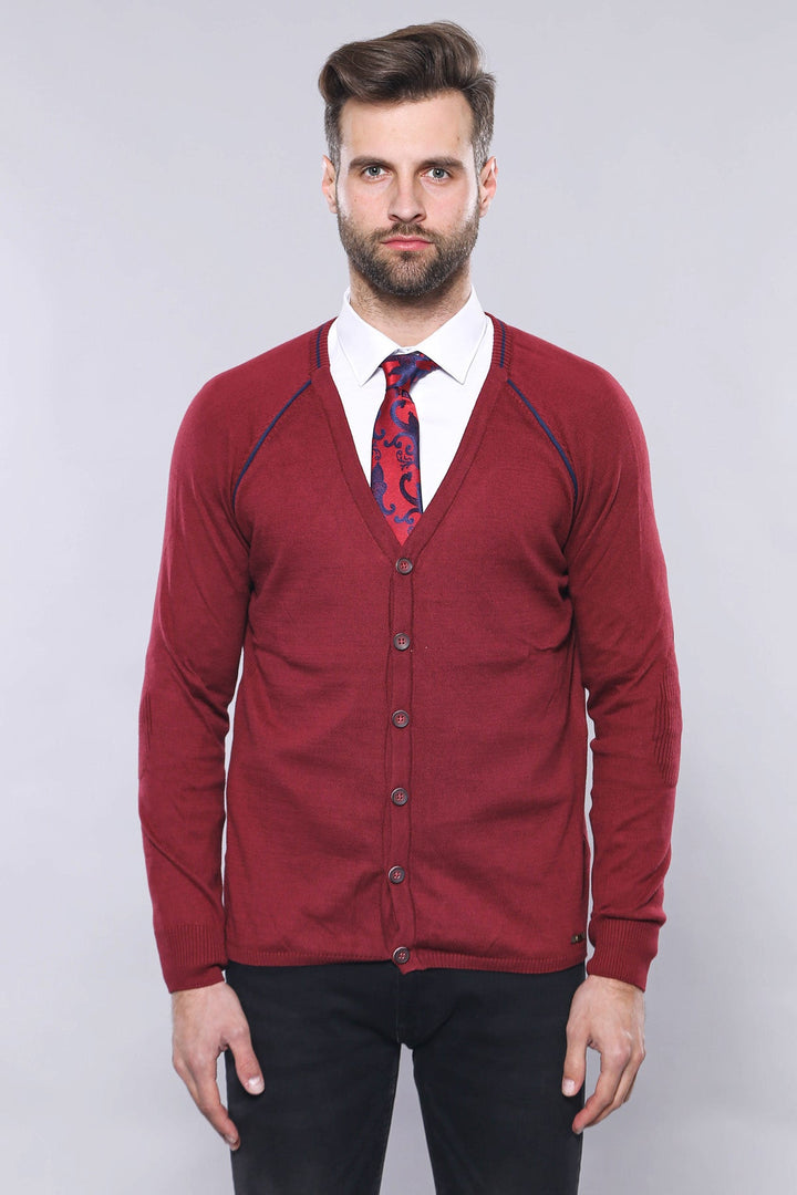 WSS Burgundy Cotton Men's Knitwear  - Deventer