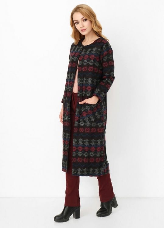 SNS Sense Coral Blue Rug Front Long Coat with Buckle - Cambrils