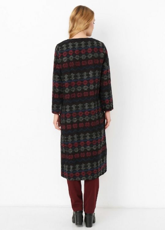 SNS Sense Coral Blue Rug Front Long Coat with Buckle - Cambrils