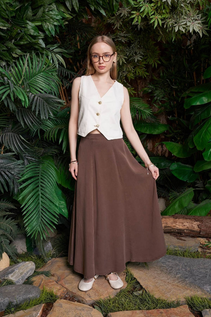 XLJ Ruffled Long Linen Skirt - Sevastopol
