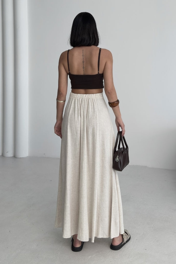XLJ Elasticated Long Linen Skirt - Palm Beach Gardens