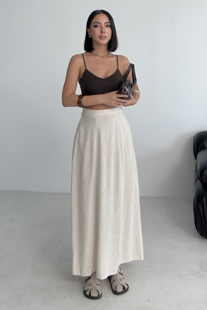 XLJ Elasticated Long Linen Skirt - Palm Beach Gardens