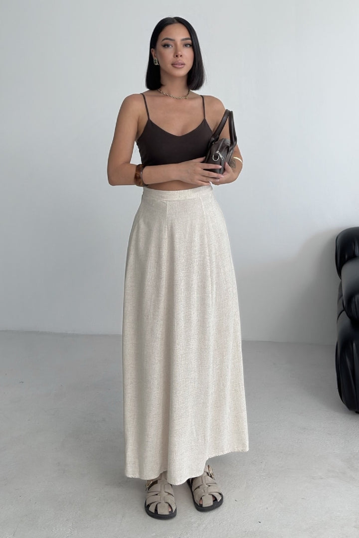 XLJ Elasticated Long Linen Skirt - Palm Beach Gardens