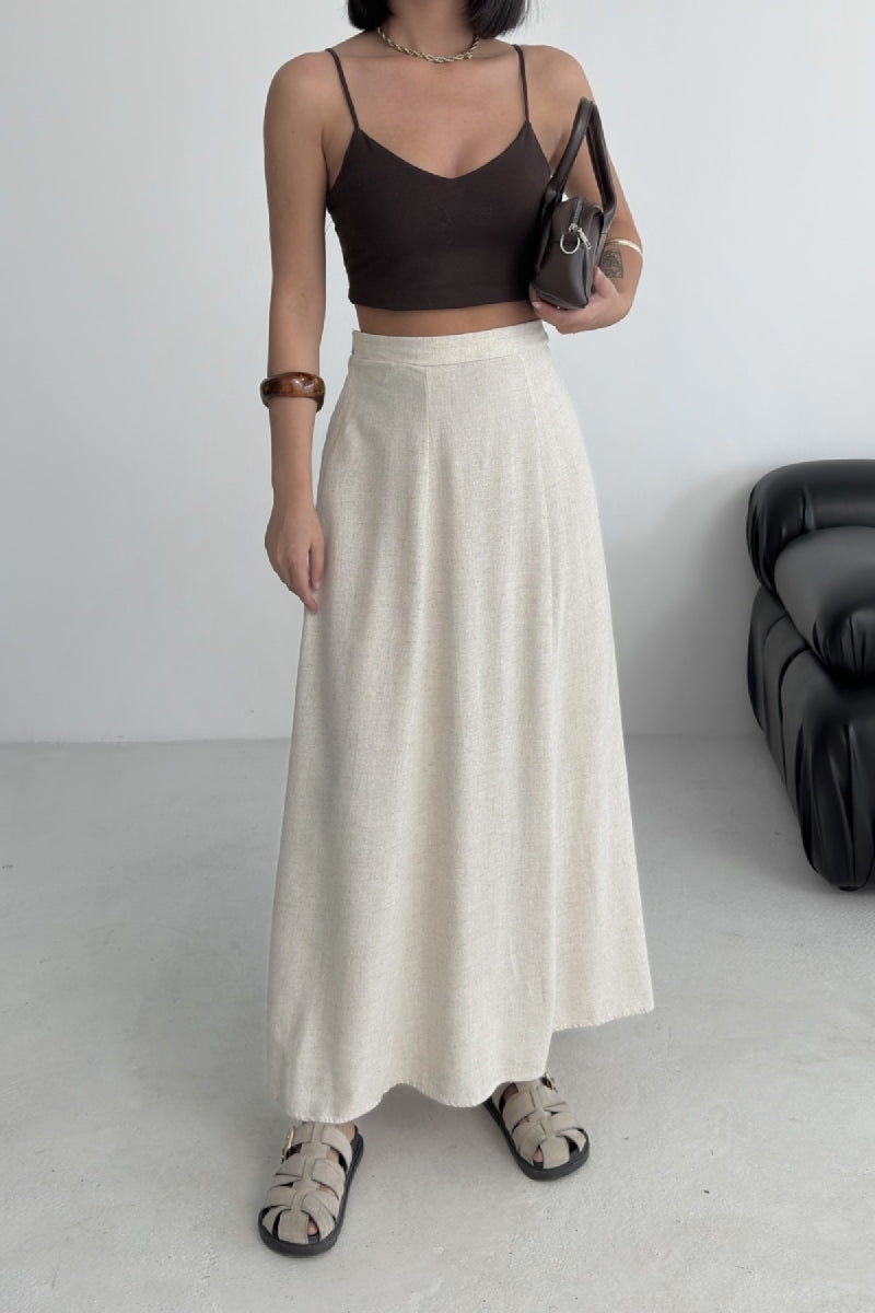 XLJ Elasticated Long Linen Skirt - Palm Beach Gardens