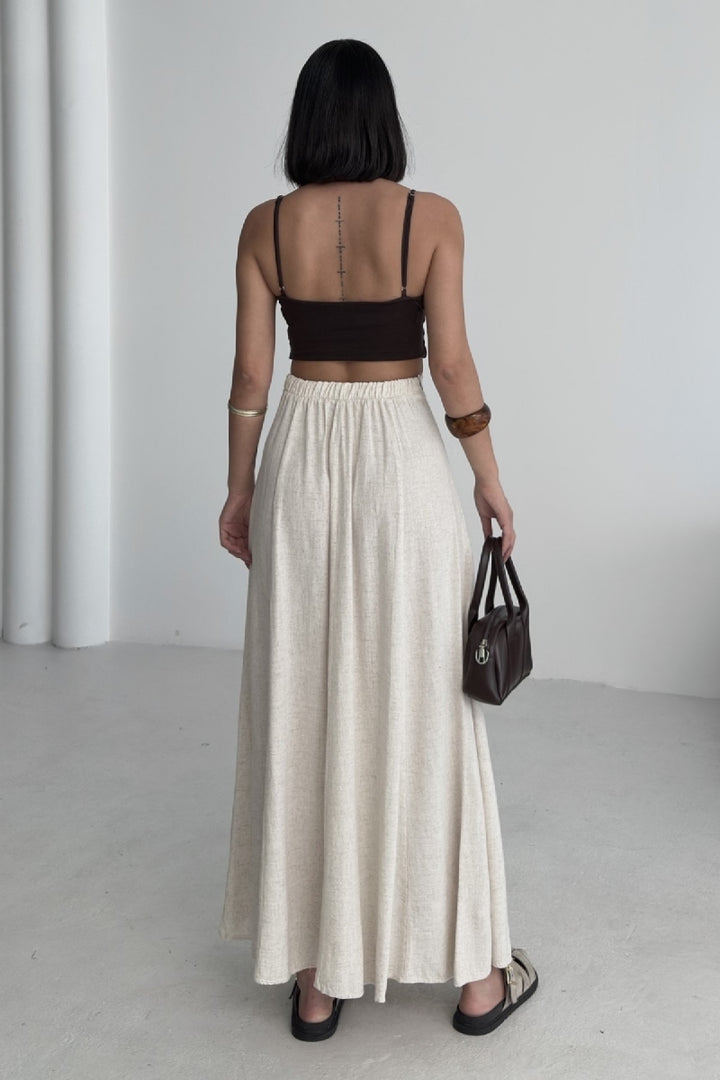 XLJ Elasticated Long Linen Skirt - Palm Beach Gardens