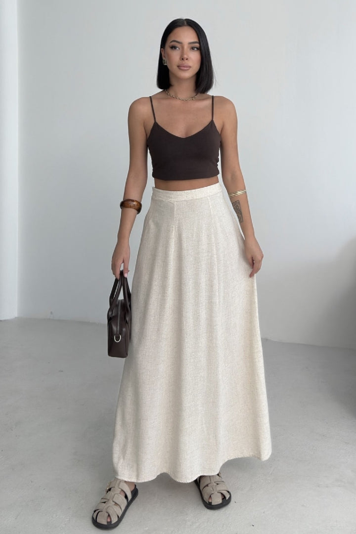 XLJ Elasticated Long Linen Skirt - Palm Beach Gardens