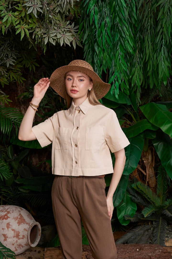 XLJ Short Sleeve Linen Shirt with Buttons Mixed - Oranienburg
