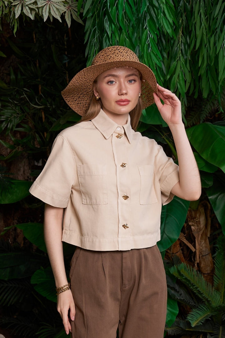 XLJ Short Sleeve Linen Shirt with Buttons Mixed - Oranienburg