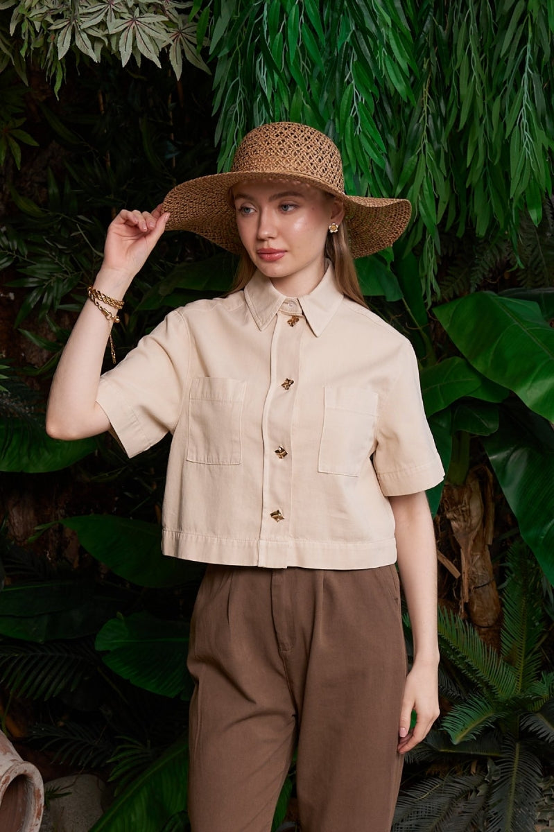 XLJ Short Sleeve Linen Shirt with Buttons Mixed - Oranienburg
