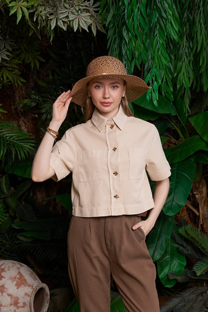 XLJ Short Sleeve Linen Shirt with Buttons Mixed - Oranienburg