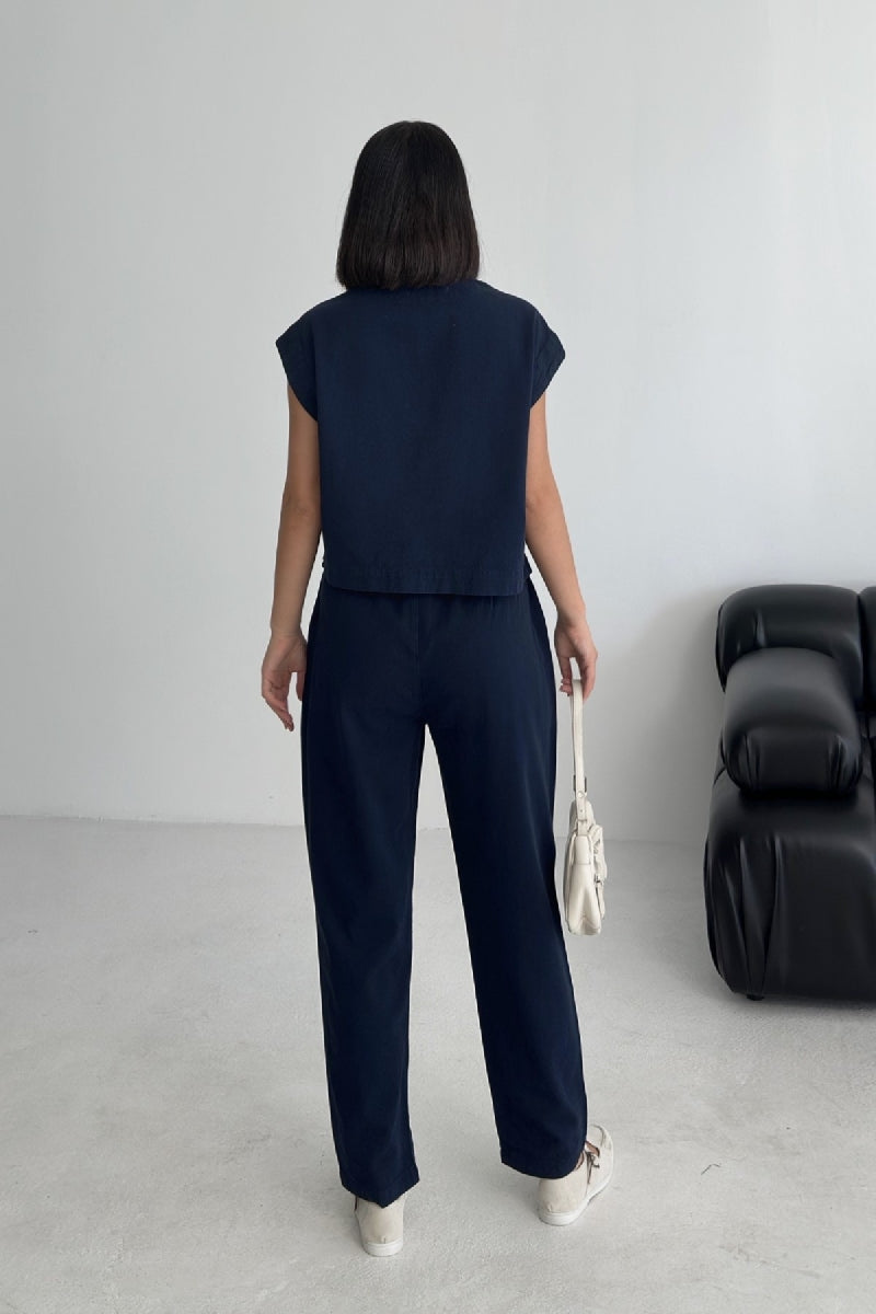 XLJ V Neck Linen Blouse Mixed - Hamm