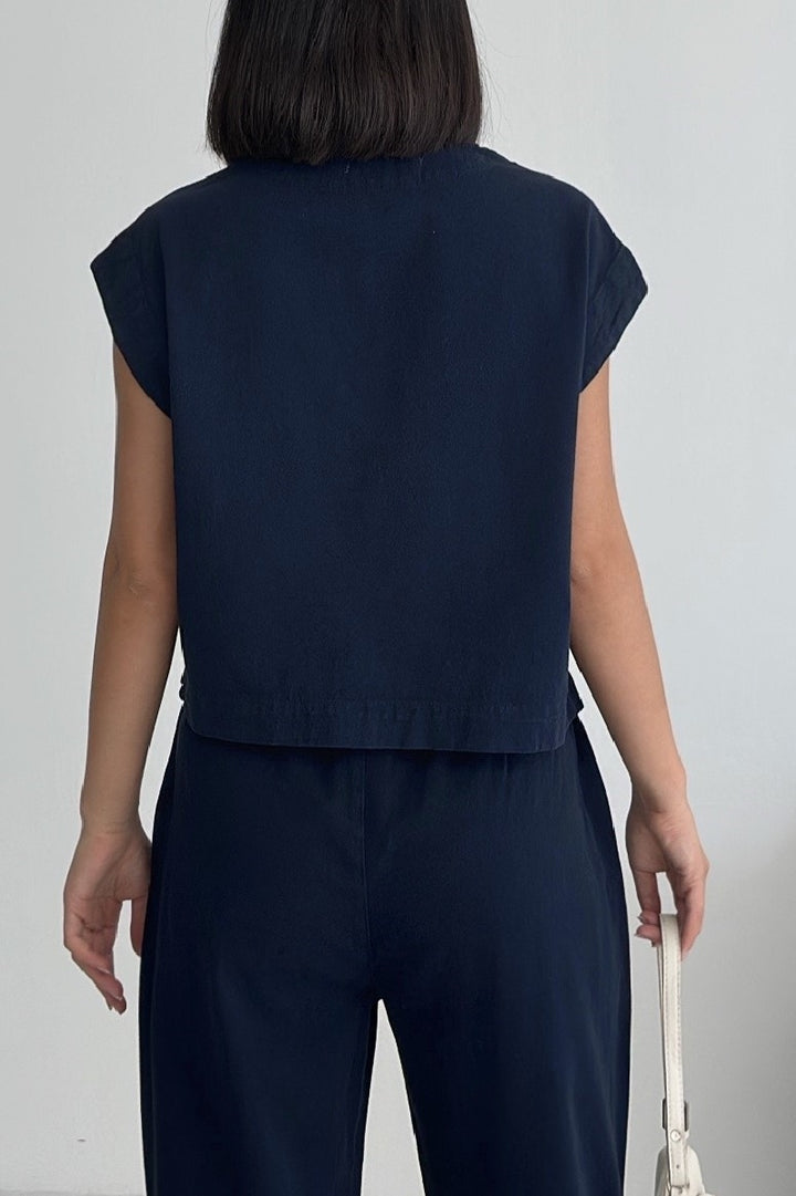 XLJ V Neck Linen Blouse Mixed - Hamm