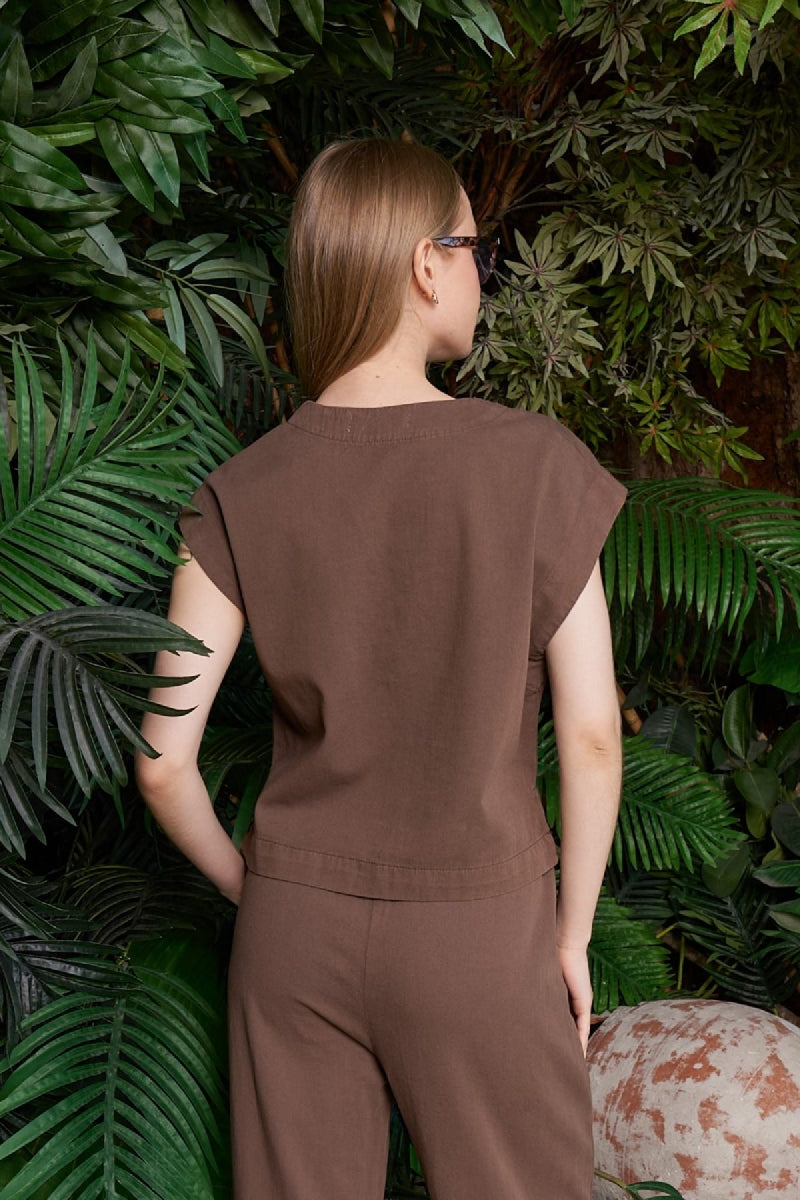 XLJ V Neck Linen Blouse Mixed - Macerata