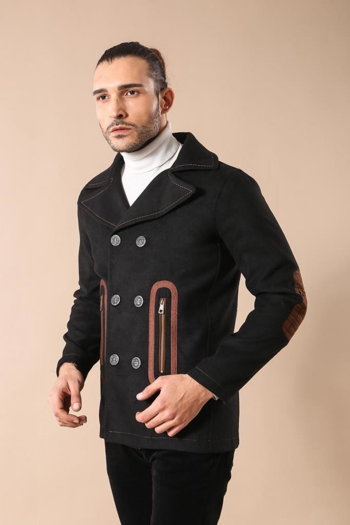 WSS Pocket Edge Embroidered 6 Buttons Brown Coat- - Morristown