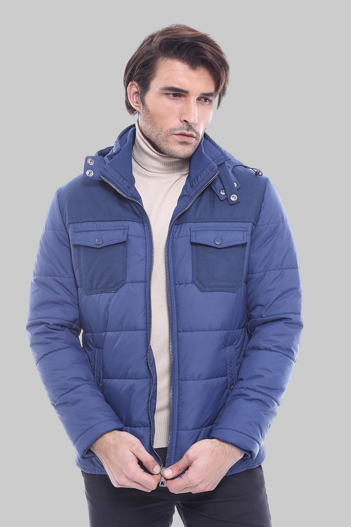WSS Puffer Navy Blue Men Coat  - Simojovel de Allende