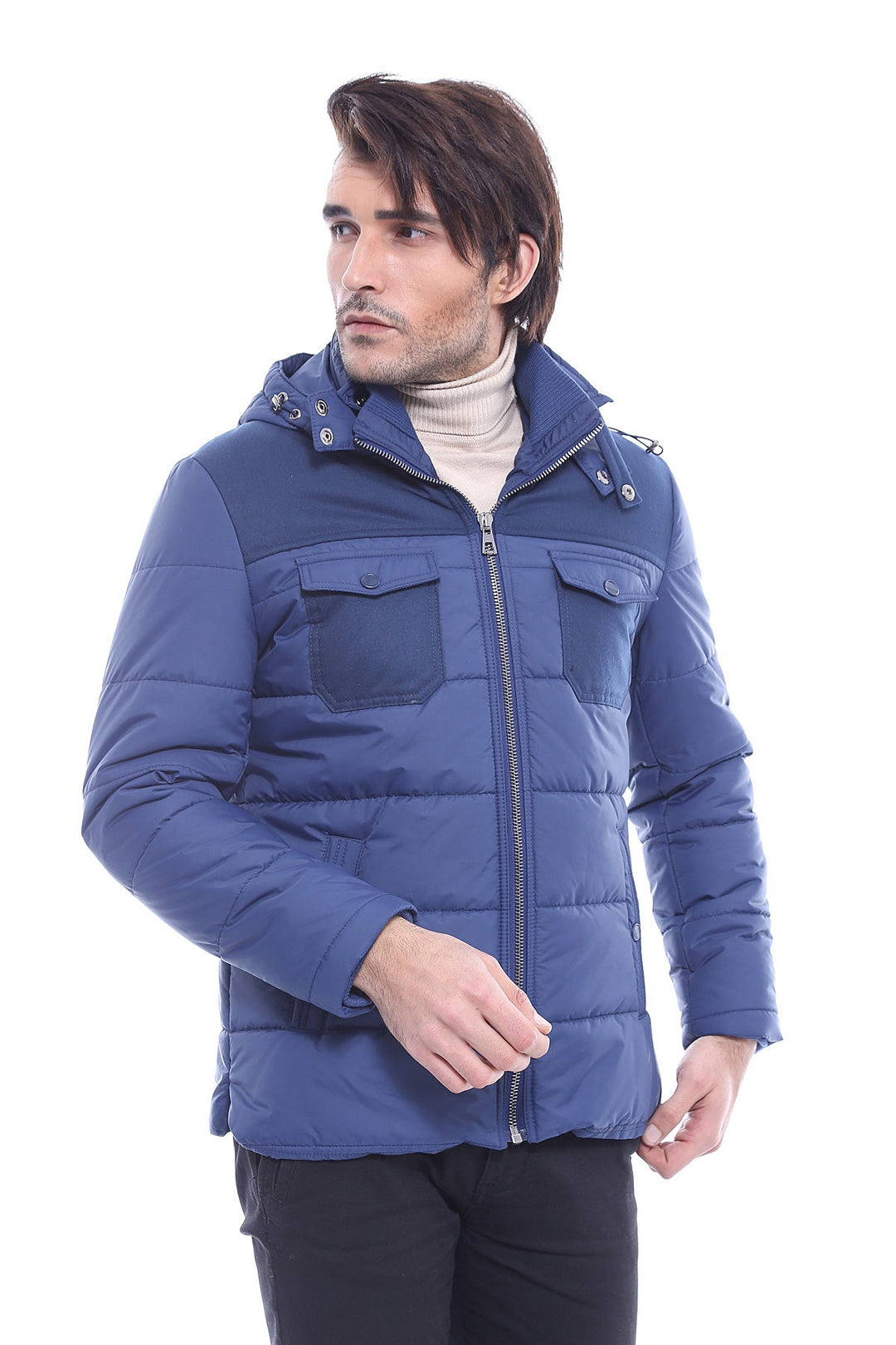 WSS Puffer Navy Blue Men Coat  - Simojovel de Allende