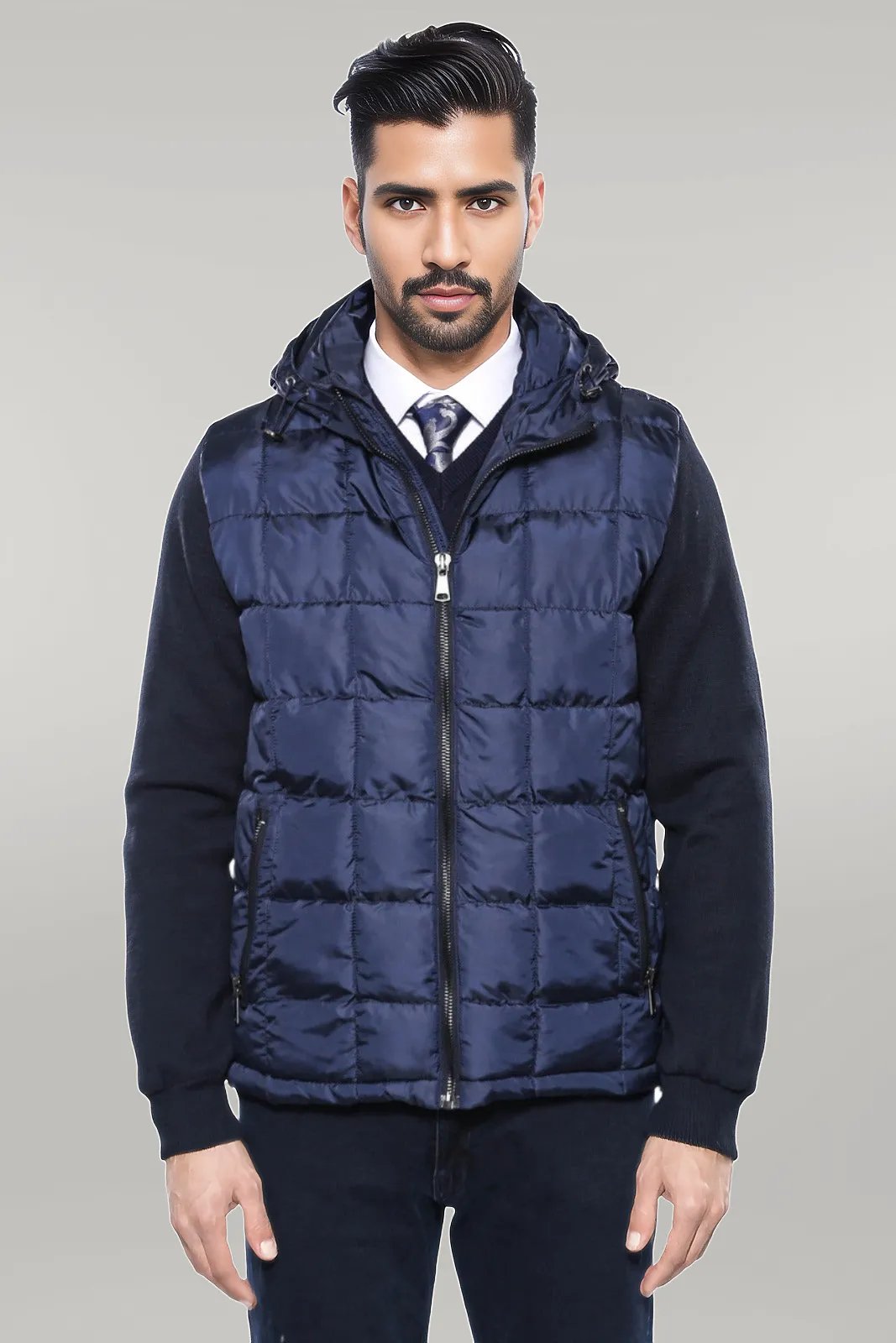 WSS Hooded Navy Blue Coat Jacket  - Singen