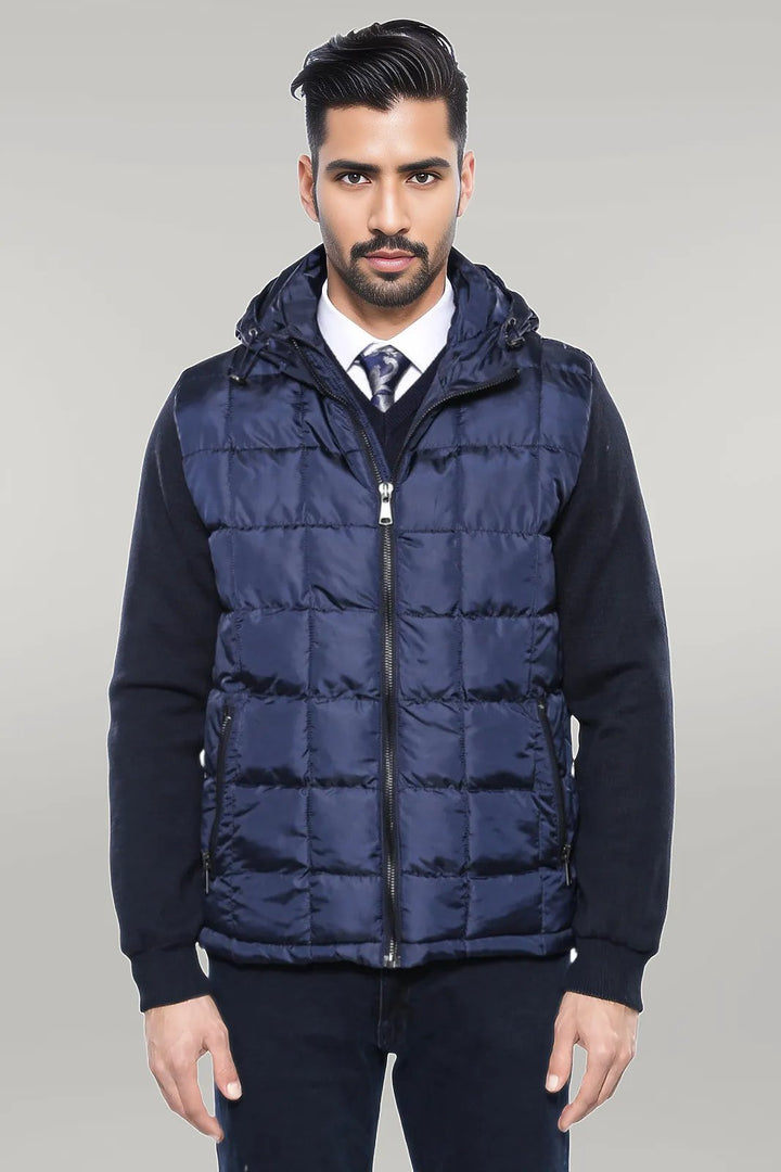 WSS Hooded Navy Blue Coat Jacket  - Singen