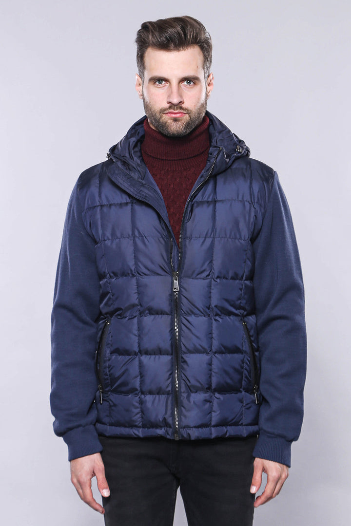 WSS Hooded Navy Blue Men Winter Coat  - University Place