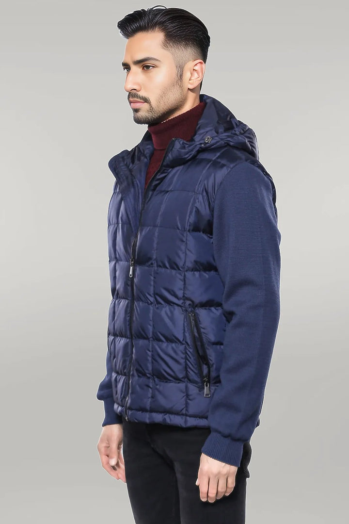 WSS Hooded Navy Blue Men Winter Coat  - Singen