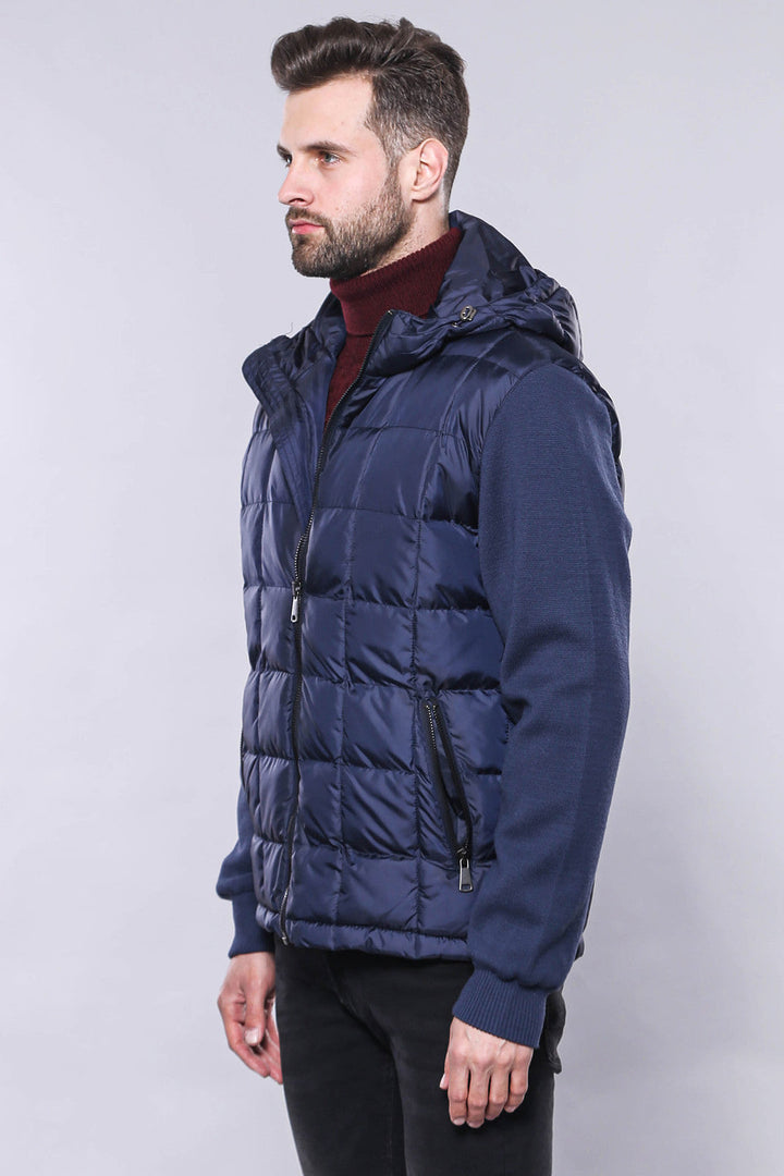 WSS Hooded Navy Blue Men Winter Coat  - University Place