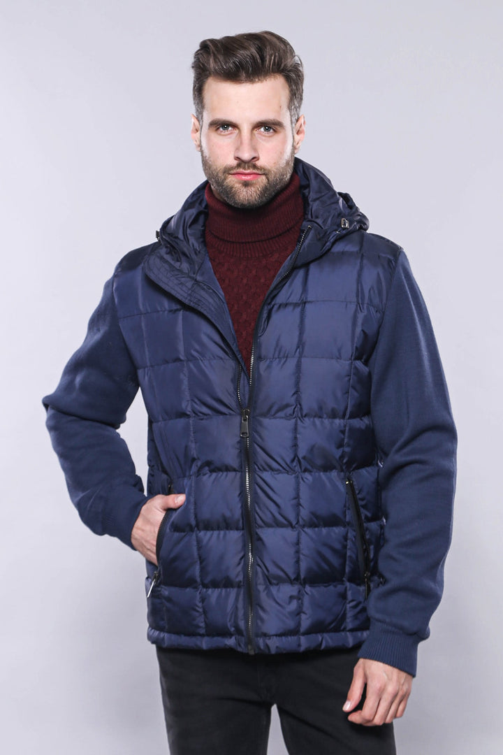 WSS Hooded Navy Blue Men Winter Coat  - University Place