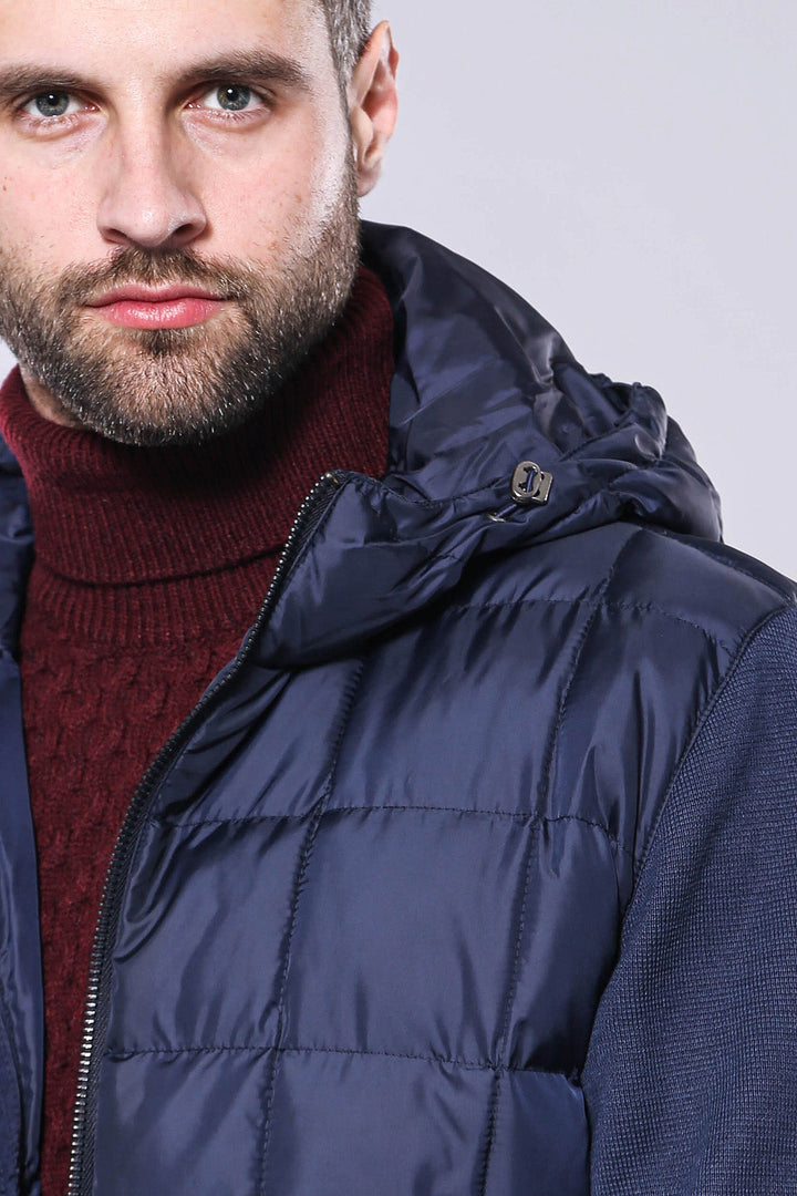 WSS Hooded Navy Blue Men Winter Coat  - University Place