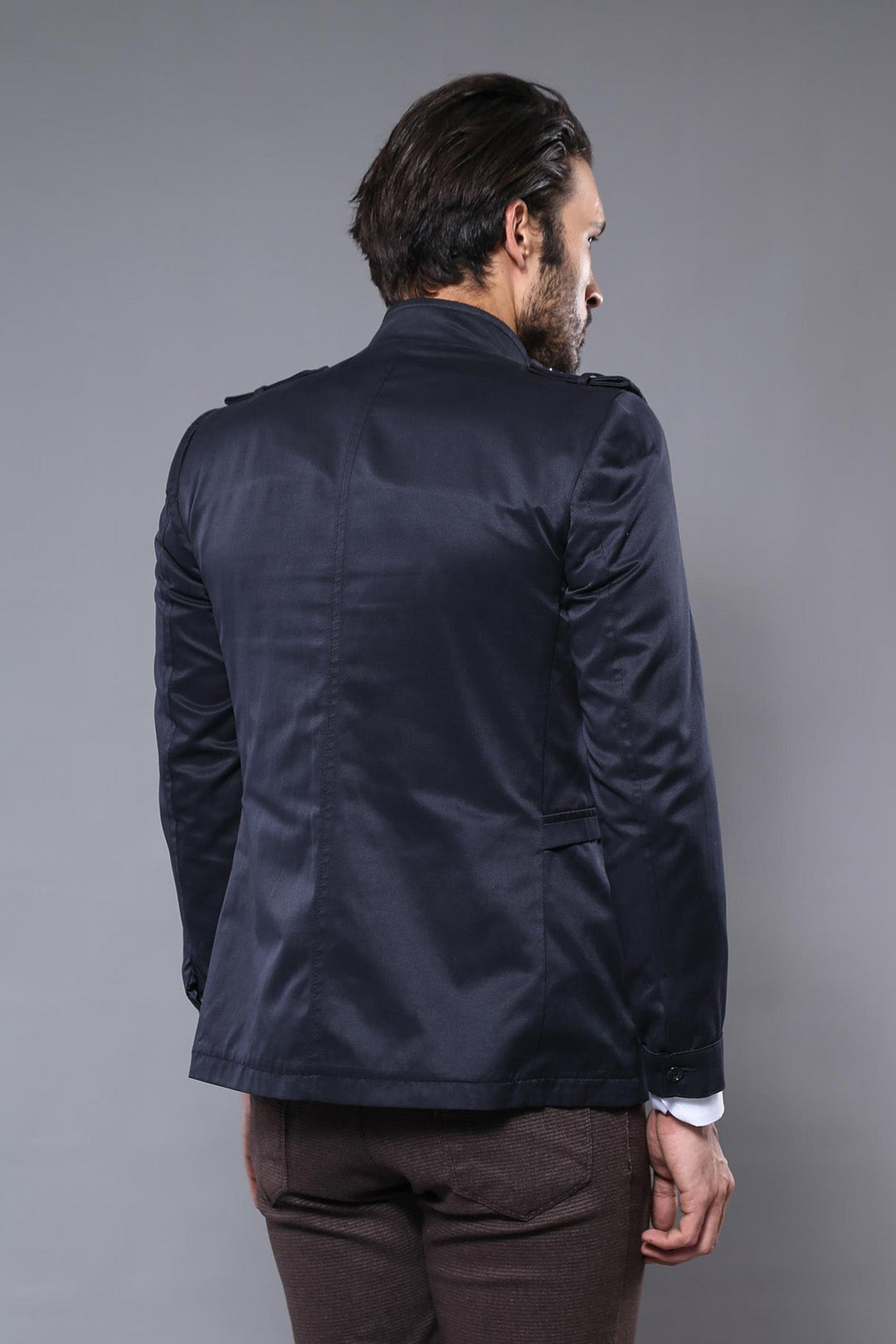 WSS Plain Navy Blue Men Short Coat  - Seattle