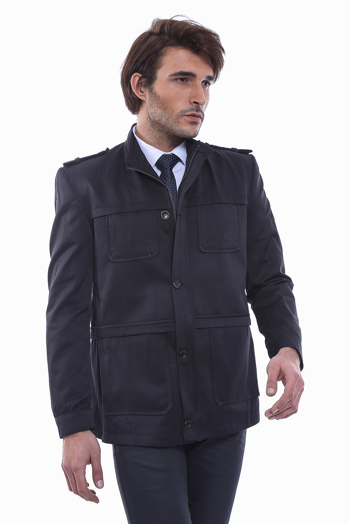 WSS Plain Black Men Short Coat  - Wigan