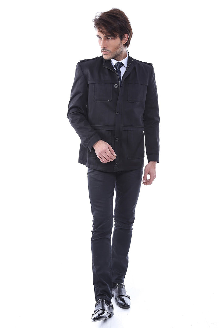 WSS Plain Black Men Short Coat  - Wigan