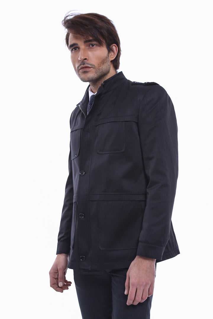 WSS Plain Black Men Short Coat  - Wigan