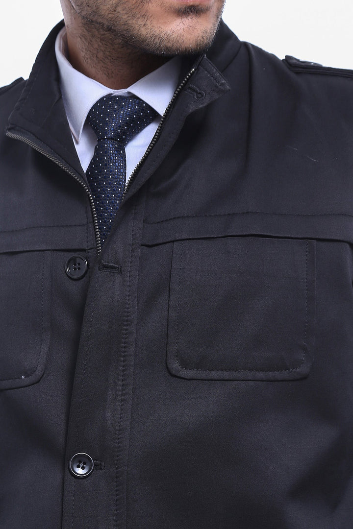 WSS Plain Black Men Short Coat  - Wigan