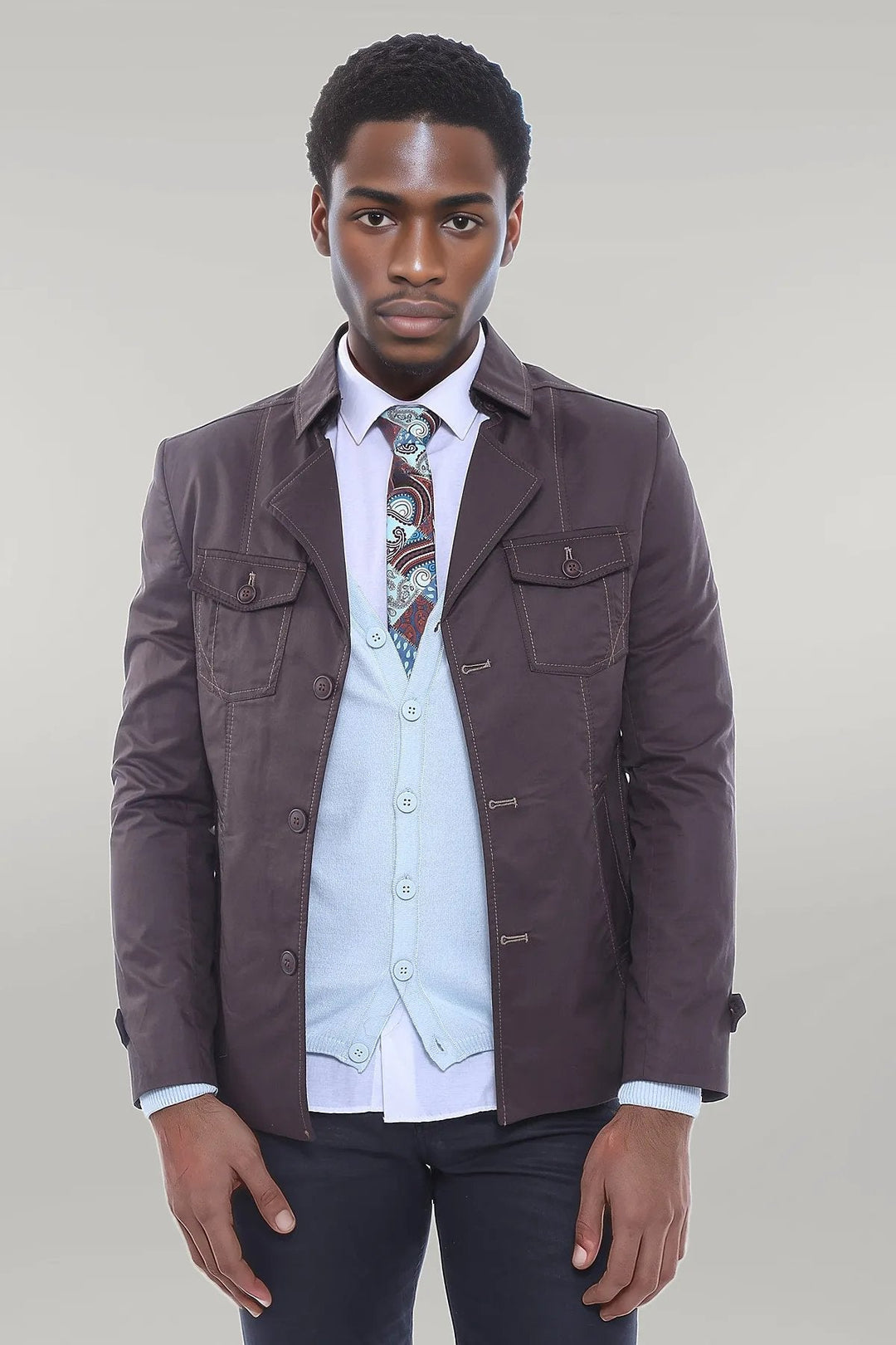 WSS 4 Buttons Brown Coat  - Singen
