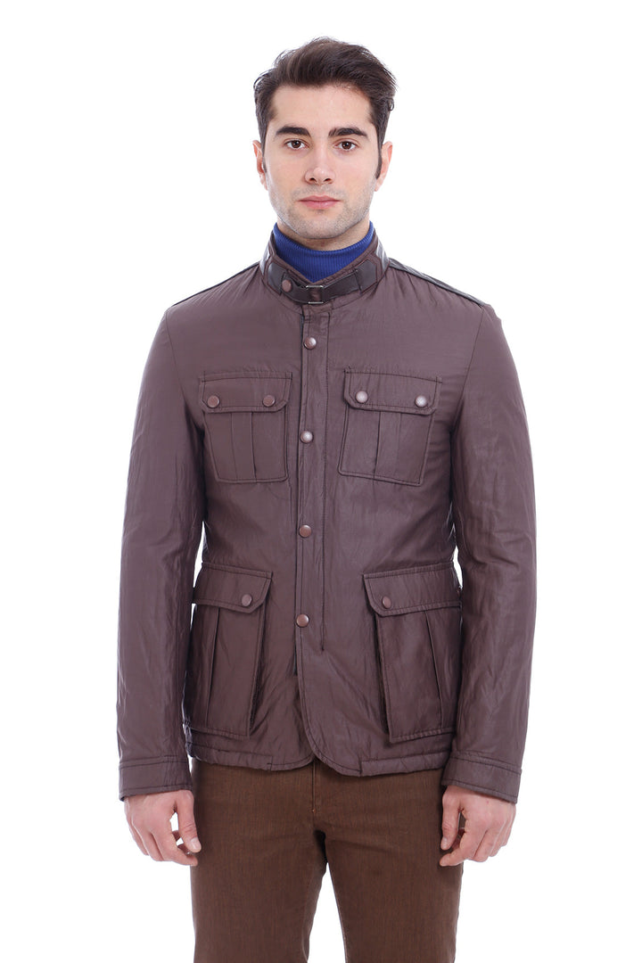 WSS 4 Pocket Snap Short Brown Coat- - Riverton