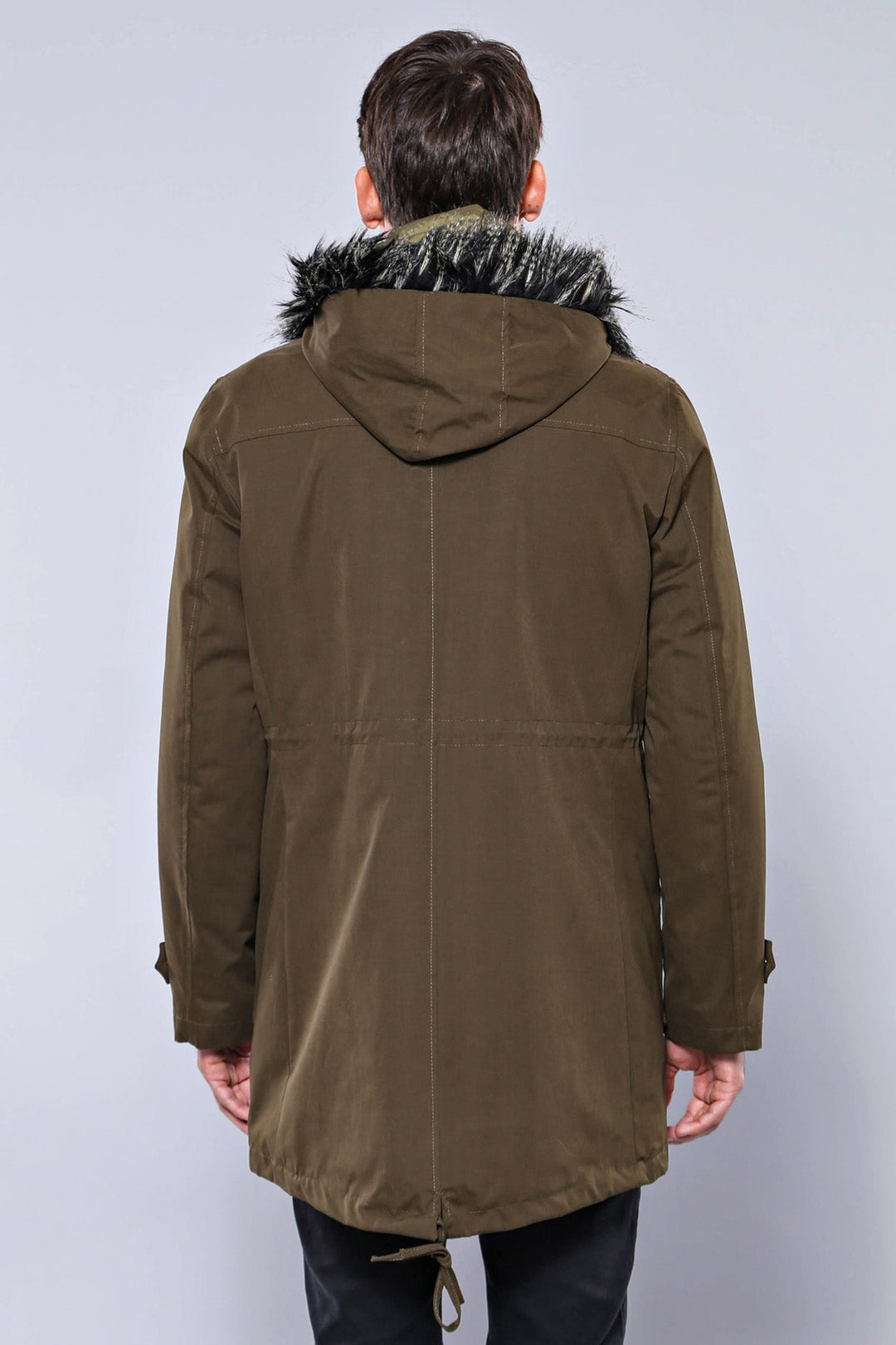 WSS Fur Hooded Parka Khaki Men Coat  - Newcastle