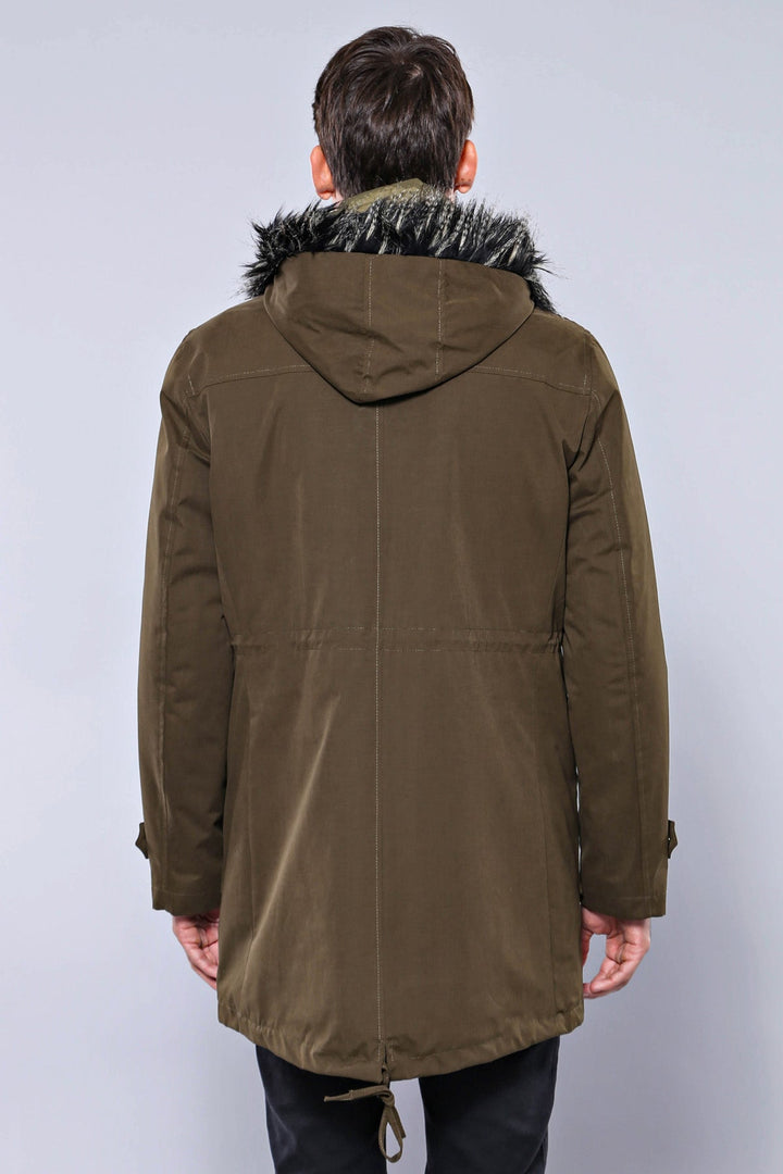 WSS Fur Hooded Parka Khaki Men Coat  - Newcastle