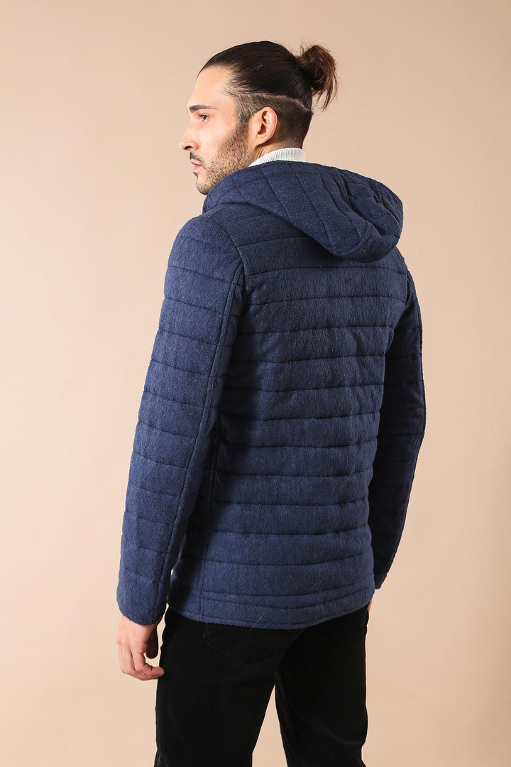 WSS Bag Pocket Felt Hooded 4 Pocket Navy Blue Coat- - Pittsburgh