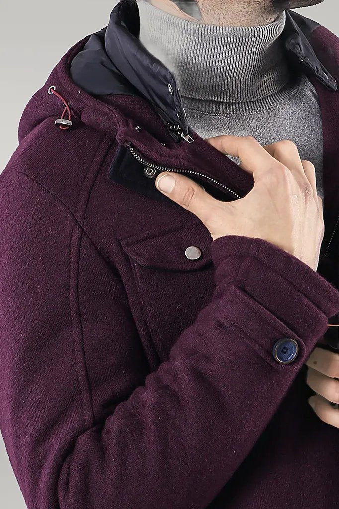 WSS Claret Red Felt Hooded Coat  - Singen