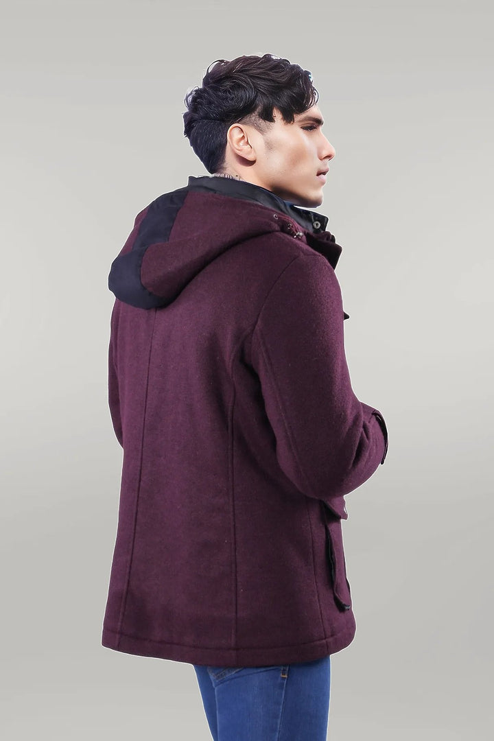 WSS Claret Red Felt Hooded Coat  - Singen