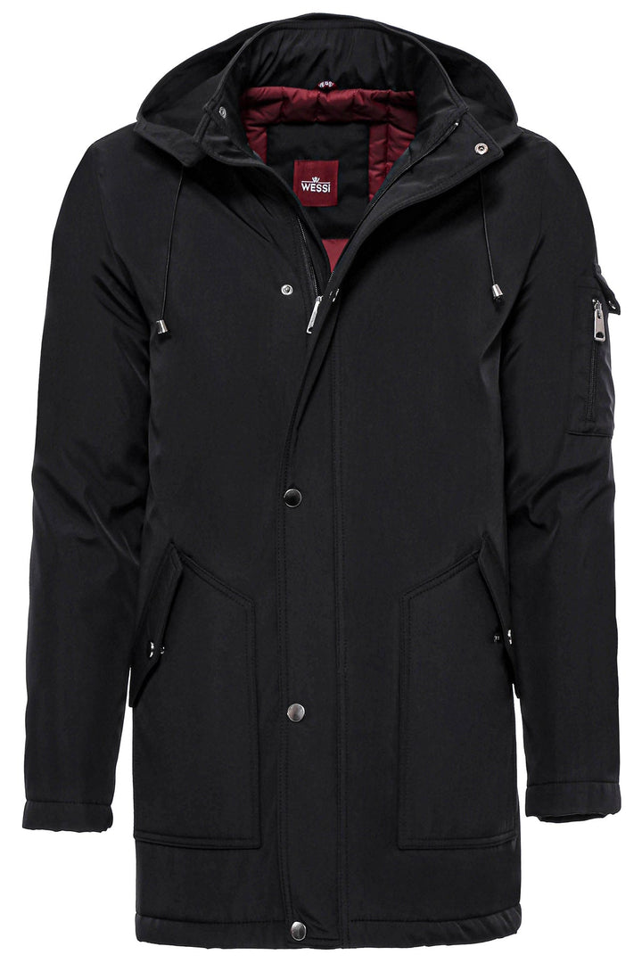 WSS Black Pocket Hooded Men's Coat  - Orem