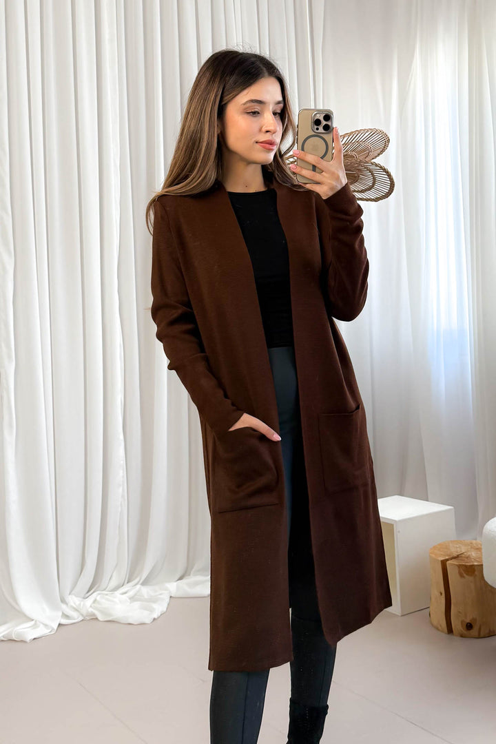 MPL Woman's Pocketed Plain Long Cardigan 4341 - Charleville-Mézières
